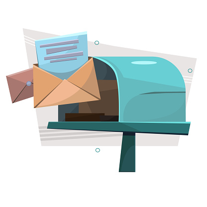 Mail box vector illustration in the flat style. Email subscribe, online newsletter vector template with mailbox. mail box with an envelope on the cover isolated from background.