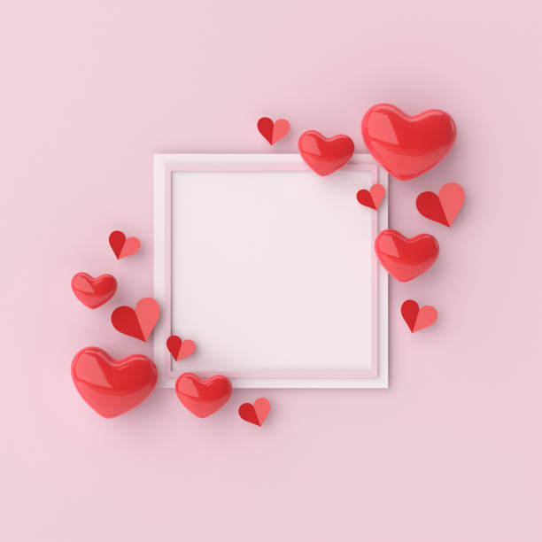 istock Heart frame. Valentine background. 3D illustration. 1420680484