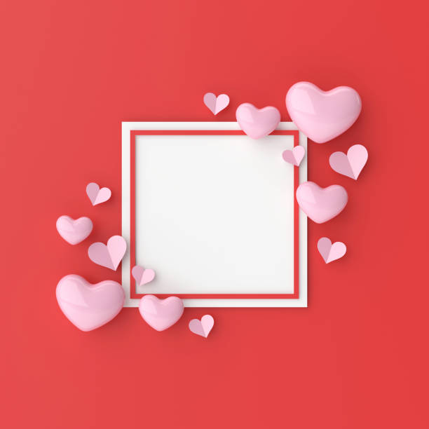 istock Heart frame. Valentine background. 3D illustration. 1420680489