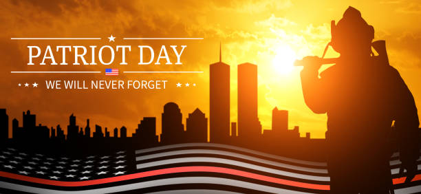 Thin Red Line. USA flag. Patriot Day.