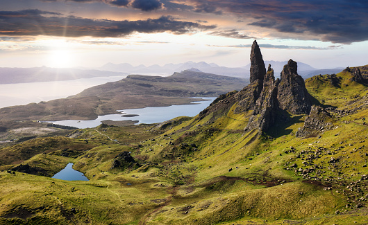 The ‘Old Man’ is a large pinnacle of rock that stands high and can be seen for miles around.\nAs part of the Trotternish ridge the Storr was created by a massive ancient landside, leaving one of the most photographed landscapes in the world.