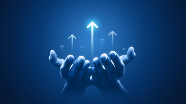 istock Growth business strategy arrow concept on success target improvement background with increase development graph profit or creative goal achievement leadership forward and financial market direction. 1420684952