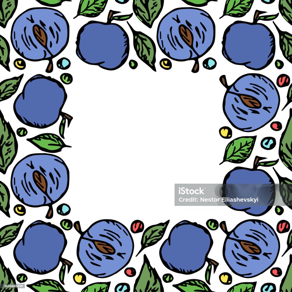 Plum Color Frame Plum Frame Colored Plum Background With Place For Text Doodle Vector ...