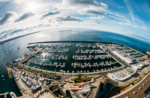 Panoramic aerial view of Cascais Marina in Lisbon region, Portugal