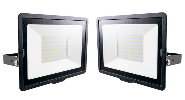 istock LED spotlight close-up isolated on white background. Led technologies. Diodes background. LED flashlight. 1420690997