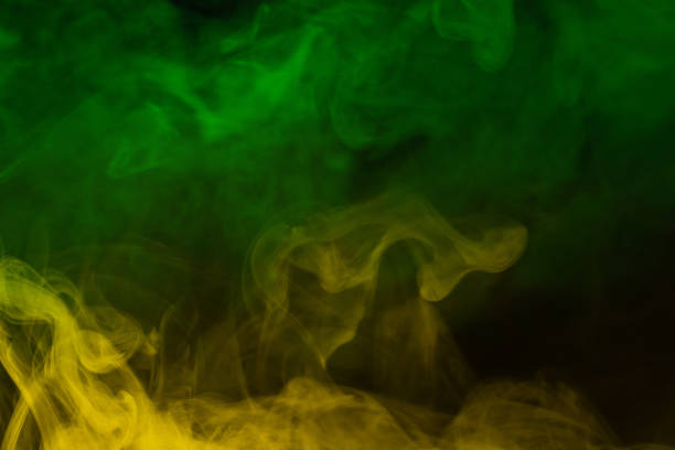 istock Yellow steam on a black background. 1420694641