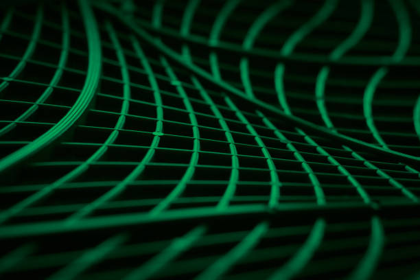 Abstract background with green molded plastic curved geometric 3d lines portraying wired connection or  business communication