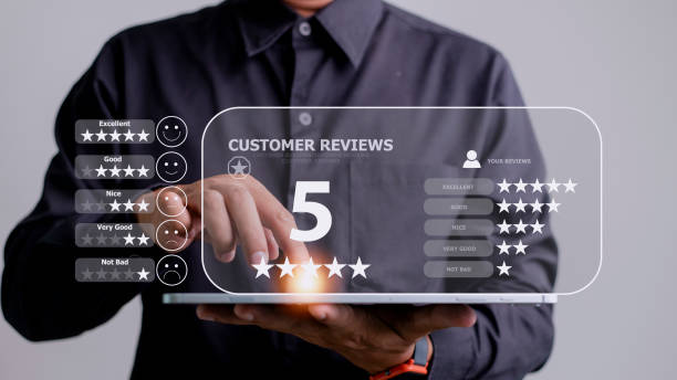 istock User gives rating to service experience on online application, Customer review satisfaction feedback survey concept, Customer can evaluate the quality of service leading to reputation ranking of the business. 1420699406