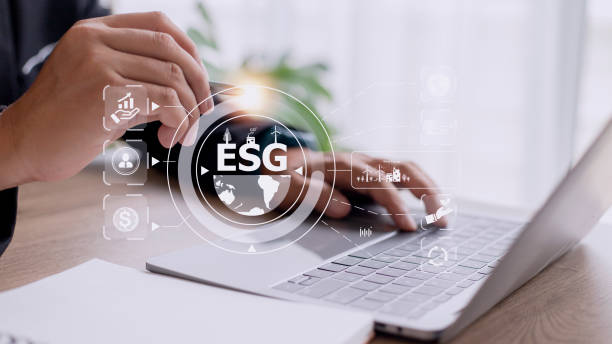 istock Businessman using a computer for analysis ESG environmental social governance business strategy investing concept. 1420699465