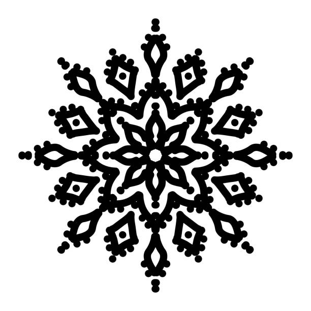 Free Stock Photo of Intricate Snowflake on Black and White Background ...
