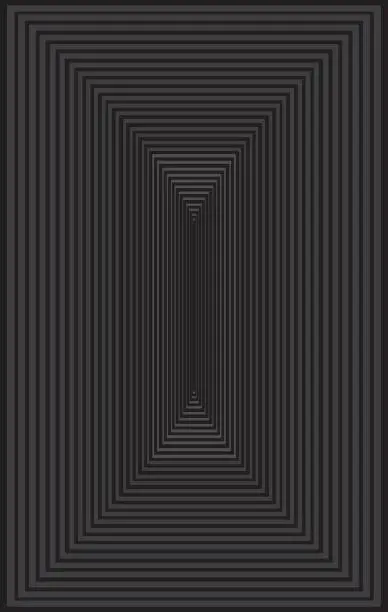 Vector illustration of Abstract receding deep corridor background, Black and gray vertical design