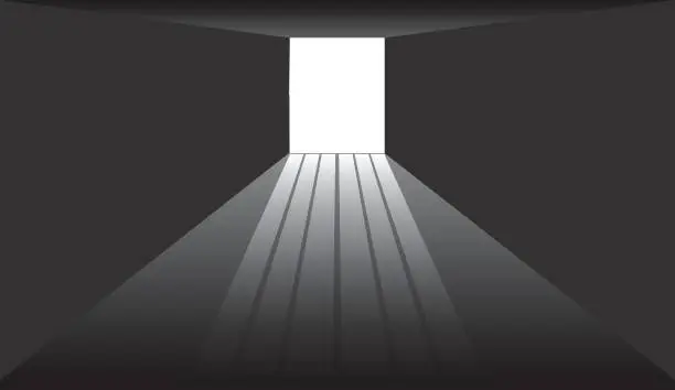 Vector illustration of Abstract black and grey corridor background