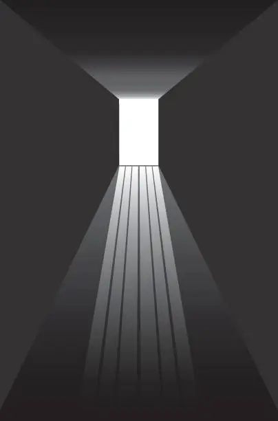 Vector illustration of Abstract black corridor background, vertical design