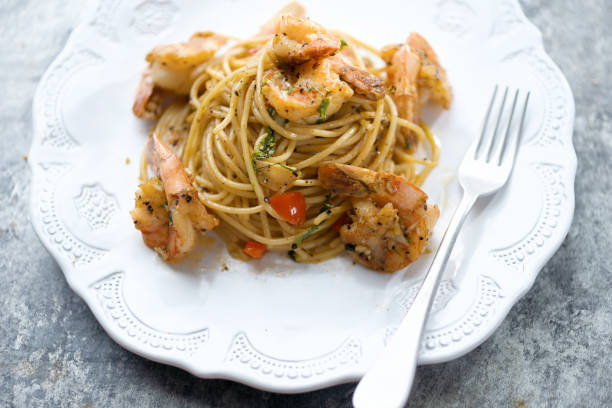 istock italian spicy garlic shrimp pasta 1420717935
