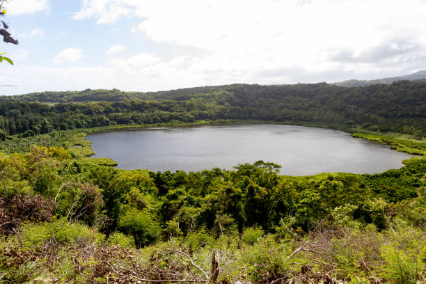 Grenada; December 2, 2021; Lake Antoine is a crater lake, formed in the crater of an extinct volcano. The lake was formed 12,000 to 15,000 years ago during the final stage of volcanic activity on Grenada. The lake is 20 feet above sea level and now occupies an area of 16 acres.