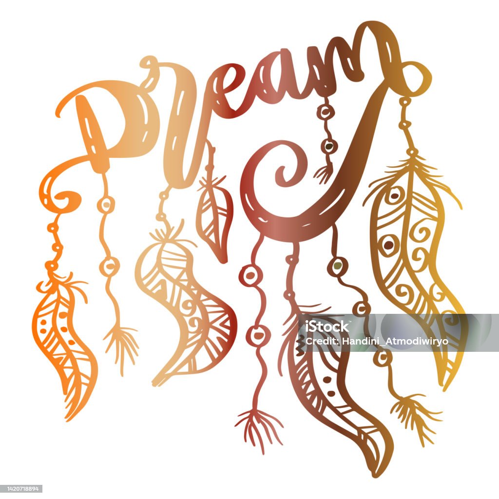 Dream Lettering Design Inspirational Handwritten Lettering Dream With Feathers Stock ...