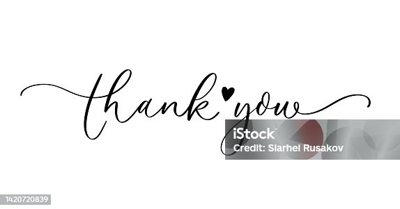 istock Thank you lettering card on white background. Calligraphy modern Vector illustration on white background. 1420720839