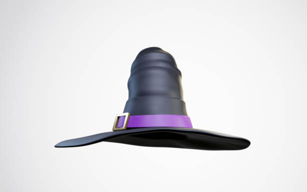 istock Black Witch Hat, Halloween Costume isolated on white background. 3d illustration 1420721847