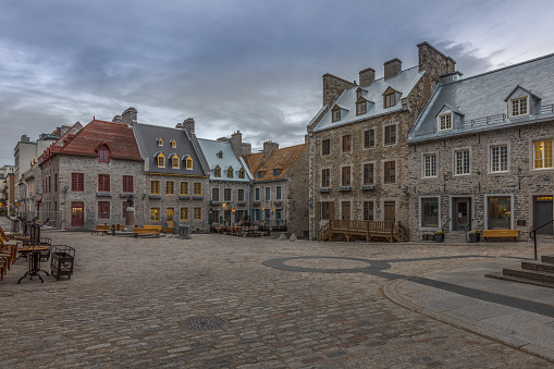 Early one morning in the lower town of Quebec, Canada. A World Heritage