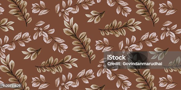 istock Water color seamless pattern with nature leaf art. 1420731829