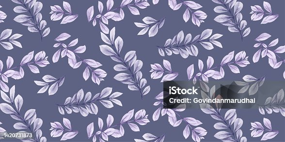 istock Water color seamless pattern with nature leaf art. 1420731873