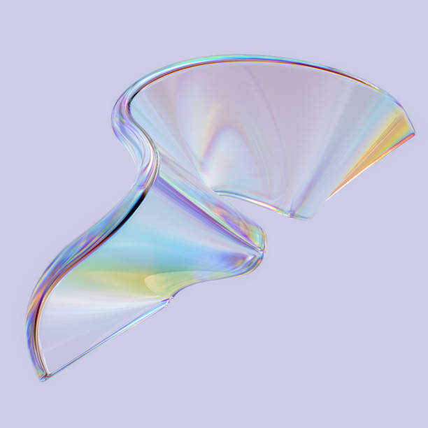 istock Colorful 3d fluid shape holographic gradient, geometric art poster template, dispersion effect glass 3d rendering 1420734311