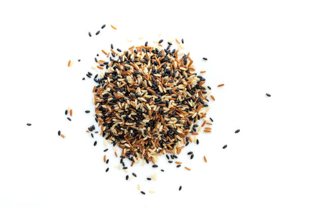 Pile of mixed rice isolated on white