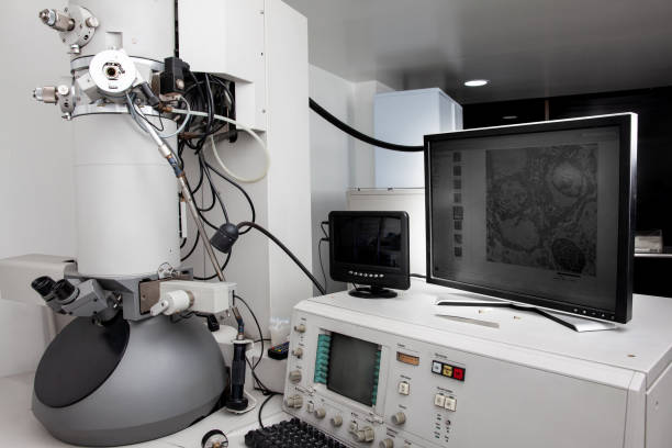 Electron microscope in a scientific laboratory used for diagnosis and research. Electron microscope in a scientific laboratory used for diagnosis and research. electron microscope stock pictures, royalty-free photos & images
