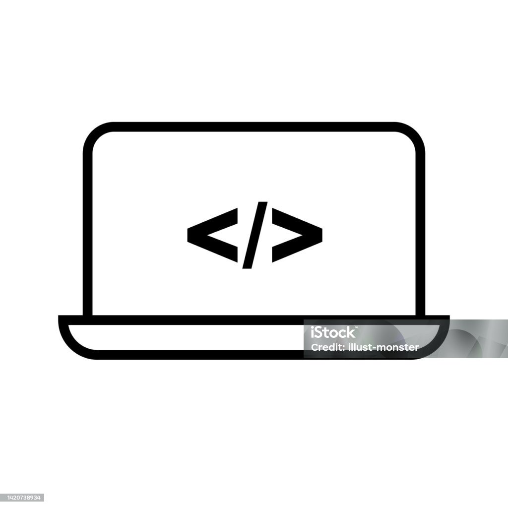 Mark Computer/video Laptop And Coding Mark Programming Computer Vector Stock Illustration ...