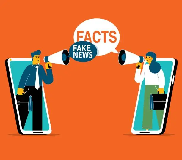 Vector illustration of Facts versus Fake News