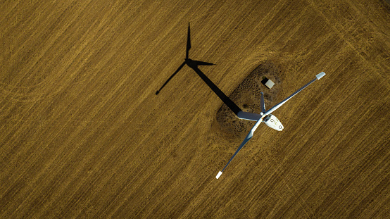 Wind power holds the potential to power hundreds of millions of people in a sustainable way. Aerial view