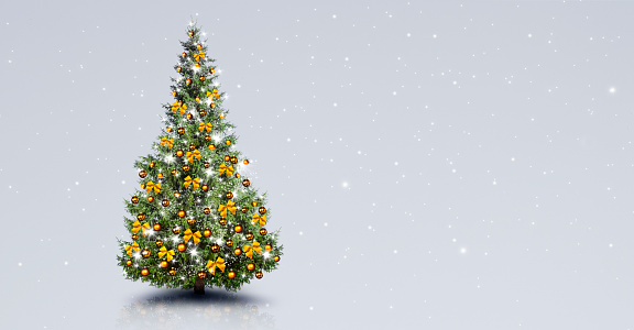 Christmas tree against gray background