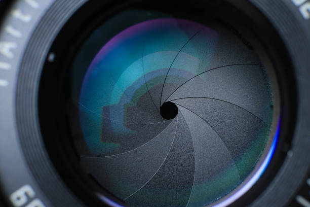 istock Close up aperture blades of digital camera lens, 1420744224