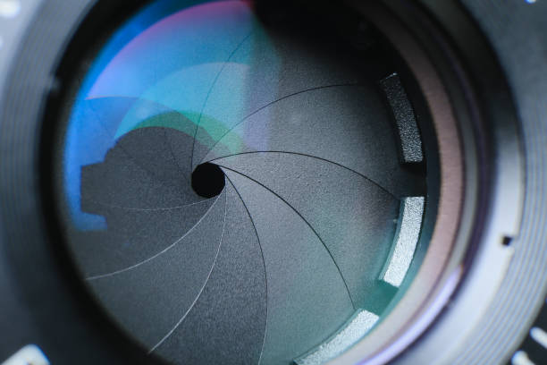 istock Close up aperture blades of digital camera lens, 1420744264