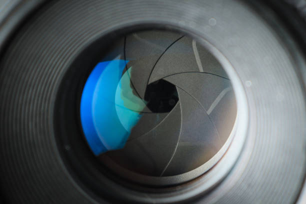 istock Close up aperture blades of digital camera lens, 1420744719