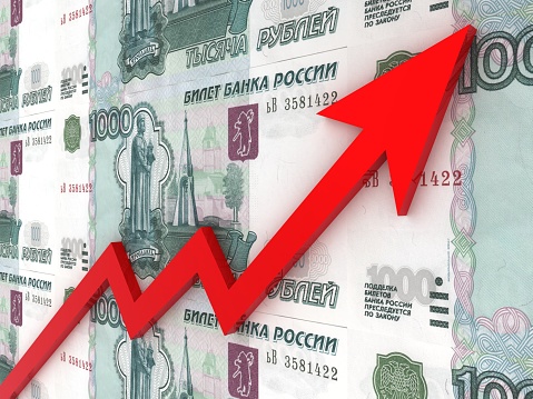 Russian ruble money growth chart graph