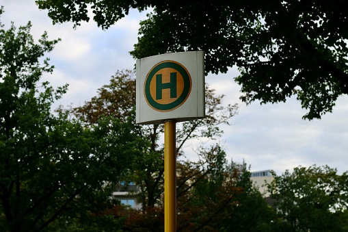 Berlin,Germany-July 2022: Bus stop sign in Berlin.