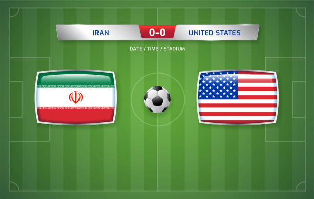 iran vs united states scoreboard broadcast template for sport soccer tournament - iran wales stock illustrations