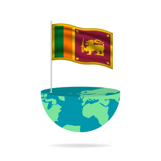 ilustrações, clipart, desenhos animados e ícones de polo de bandeira do sri lanka no globo. - travel destinations europe north pole indian ocean