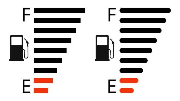 Vector illustration of Set of Fuel gauge icon showing full. Vector illustration.