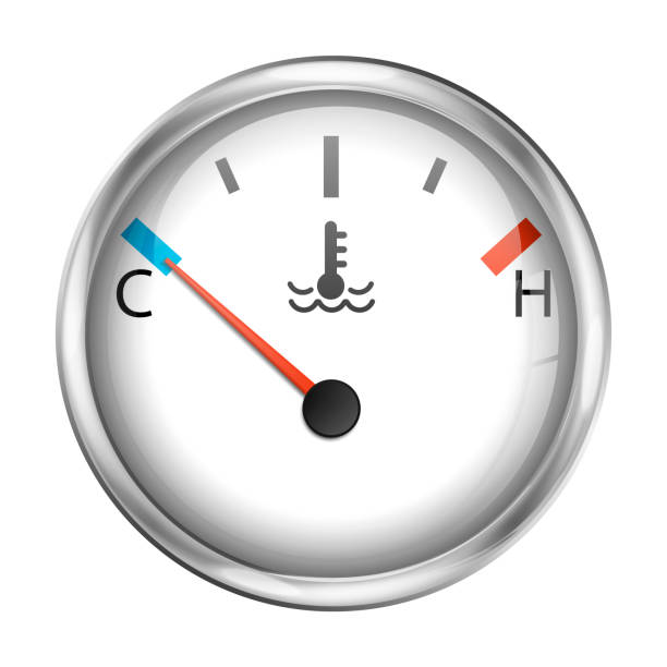 illustrations, cliparts, dessins animés et icônes de jauge de température de voiture avec cadre chromé. illustration vectorielle. - gauge car motor vehicle heat