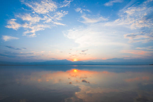 Beautiful sunset at Phayao Lake (Kwan Phayao) , Thailand