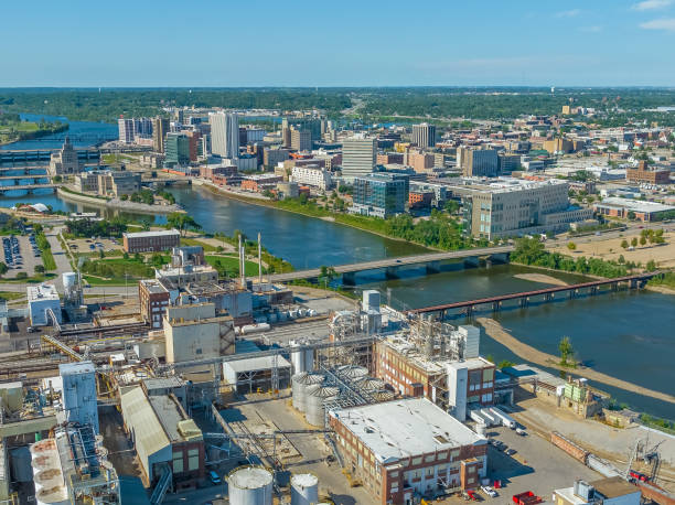istock Aerial View of Cedar Rapids Iowa Downtown 1420755511