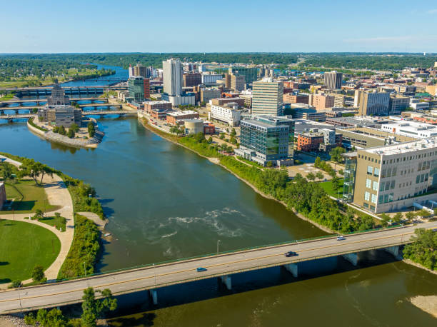 istock Aerial View of Cedar Rapids Iowa Downtown 1420755525
