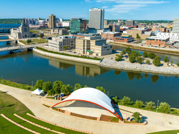 istock Aerial View of Cedar Rapids Iowa Downtown 1420755582