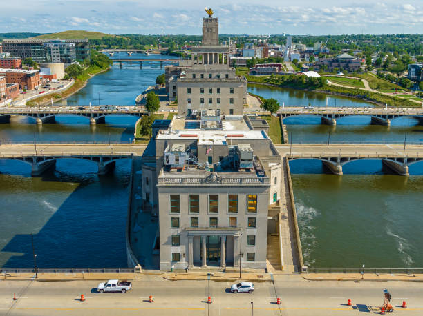 istock Aerial View of Cedar Rapids Iowa Downtown 1420755596