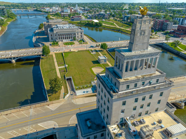 istock Aerial View of Cedar Rapids Iowa Downtown 1420755631