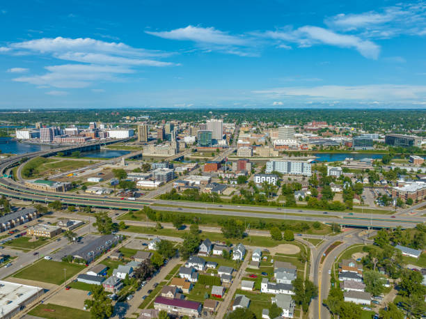istock Aerial View of Cedar Rapids Iowa Downtown 1420755704