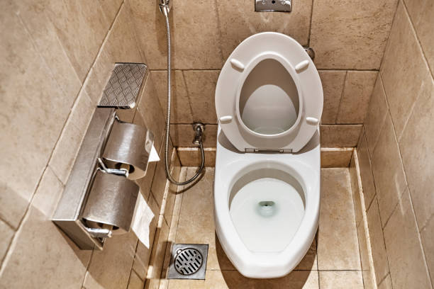 istock Clean white Toilet bowl in bathroom interior decoration 1420757309