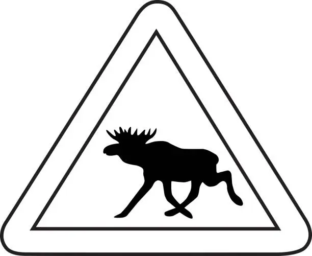 Vector illustration of Elk road sign vector illustration